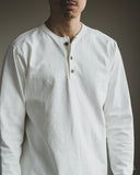 Studio d' Artisan Suvin Gold Loopwheel Long-Sleeve Henley Tee - White