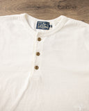 Studio d' Artisan Suvin Gold Loopwheel Long-Sleeve Henley Tee - White