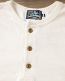 Studio d' Artisan Suvin Gold Loopwheel Long-Sleeve Henley Tee - White