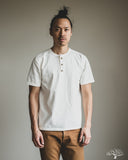 Studio d' Artisan Suvin Gold Loopwheel Short-Sleeve Henley Tee - White