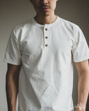 Studio d' Artisan Suvin Gold Loopwheel Short-Sleeve Henley Tee - White