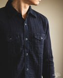 UES Herringbone Double Gauze Long-Sleeve Shirt - Indigo