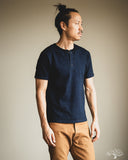 UES No. 7 Yarn-Dyed Indigo Henley T-Shirt