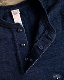 UES No. 7 Yarn-Dyed Indigo Henley T-Shirt