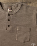 UES Single Rib Knit Long Sleeve Henley T-Shirt - Beige