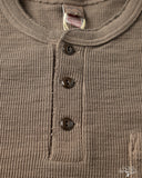 UES Single Rib Knit Long Sleeve Henley T-Shirt - Beige