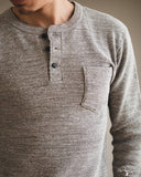 UES Single Rib Knit Long Sleeve Henley T-Shirt - Gray