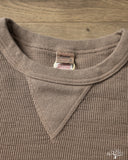 UES Single Rib Knit V-Gusset Long Sleeve T-Shirt - Beige