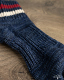 SSX-1 Sneaker Socks - Navy - White/Red Stripes