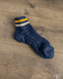 UES SSX-1 Sneaker Socks - Navy - White/Yellow Stripes