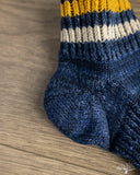 UES SSX-1 Sneaker Socks - Navy - White/Yellow Stripes