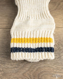 UES SSX-1 Sneaker Socks - White - Navy/Yellow Stripes