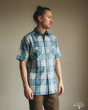 Warehouse Lot 3056 - Short-Sleeve Check Work Shirt - Sax