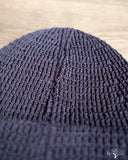 Cableami Linen-Like Cotton Watch Cap Double Rolled Cuff - Navy