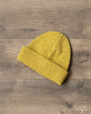 Cableami Linen-Like Cotton Watch Cap Double Rolled Cuff - Yellow Green