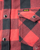 Iron Heart IHSH-232-RED Ultra Heavy Flannel Western Shirt - Red/Black