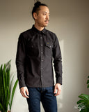 Iron Heart IHSH-235-BLK Military Serge Western Shirt - Black