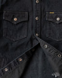 Iron Heart IHSH-293-OD - 18oz Vintage Selvedge Denim CPO Shirt - Indigo Overdyed Black