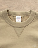 Iron Heart IHSW-69L-OLV - 14oz Ultra Heavyweight Loopwheel Cotton Crew Neck Sweat - Olive