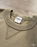 Iron Heart IHSW-69L-OLV - 14oz Ultra Heavyweight Loopwheel Cotton Crew Neck Sweat - Olive