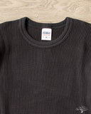 Iron Heart IHTL-1301-BLK - Waffle Knit Long Sleeve Crew Neck Thermal - Black