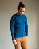 Iron Heart IHTL-1301-IND - Waffle Knit Long Sleeve Crew Neck Thermal - Indigo
