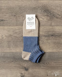 Nishiguchi Kutsushita Linen Cotton Anklet Sock Blue