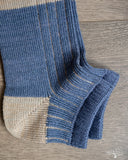 Nishiguchi Kutsushita Linen Cotton Anklet Sock Blue