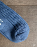 Nishiguchi Kutsushita Linen Ribbed Sock Blue