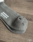 Nishiguchi Kutsushita Linen Ribbed Sock Sauna Stone