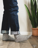 Nishiguchi Kutsushita Linen Ribbed Sock Sauna Stone