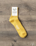 Nishiguchi Kutsushita Linen Ribbed Sock Yellow